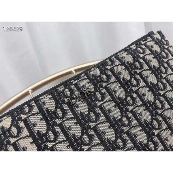 Dior Unisex Pouch Beige and Black Dior Oblique Jacquard-Black (6)