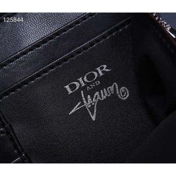 Dior Unisex Pouch Strap Black Grained Calfskin DIOR AND SHAWN Bee Patch Embroidery (10)