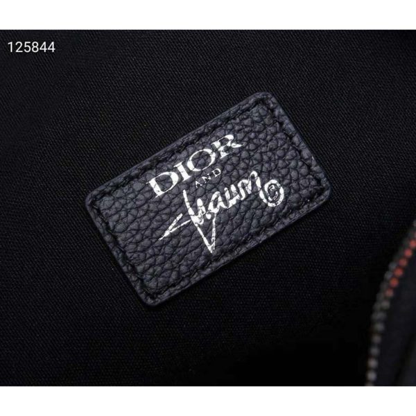 Dior Unisex Pouch Strap Black Grained Calfskin DIOR AND SHAWN Bee Patch Embroidery (12)