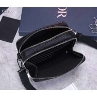 Dior Unisex Pouch Strap Black Grained Calfskin DIOR AND SHAWN Bee Patch Embroidery