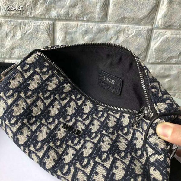 Dior Unisex Roller Messenger Bag Beige Black Dior Oblique Jacquard (10)