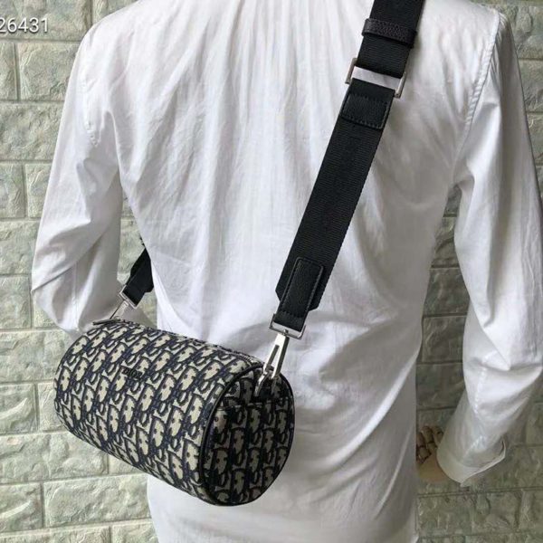 Dior Unisex Roller Messenger Bag Beige Black Dior Oblique Jacquard (3)