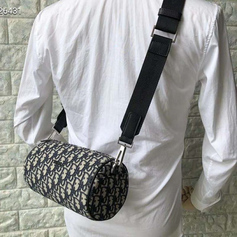 Dior Unisex Roller Messenger Bag Beige Black Dior Oblique Jacquard - LULUX