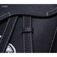 Dior Unisex Saddle Pouch Black Grained Calfskin Bee Patch Embroidery