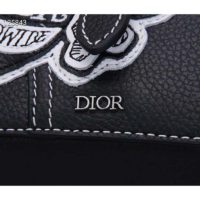 Dior Unisex Saddle Pouch Black Grained Calfskin Bee Patch Embroidery