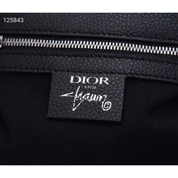 Dior Unisex Saddle Pouch Black Grained Calfskin Bee Patch Embroidery (19)
