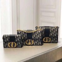 Dior Women 30 Montaigne Box Bag Blue Dior Oblique Jacquard