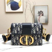 Dior Women 30 Montaigne Box Bag Blue Dior Oblique Jacquard