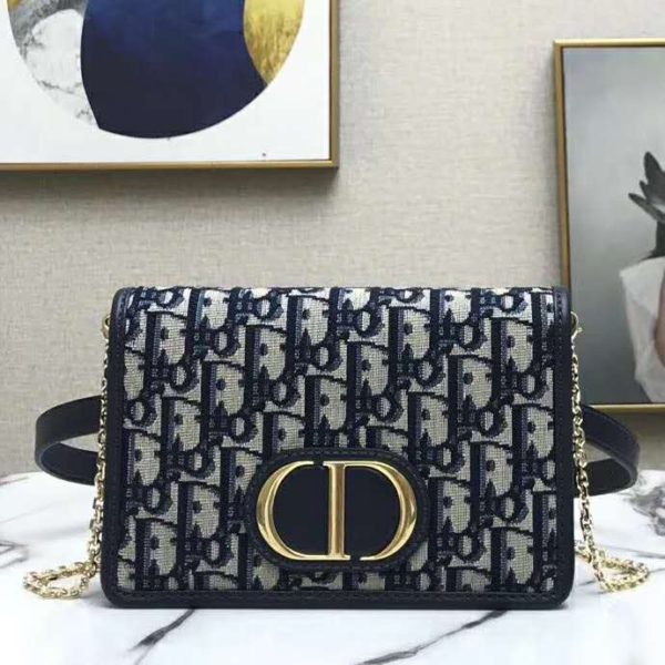 Dior Women 30 Montaigne 2-in-1 Pouch Blue Dior Oblique Jacquard (7)