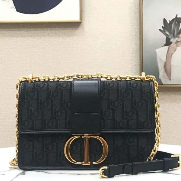 Dior Women 30 Montaigne Bag Black Dior Oblique Jacquard (4)