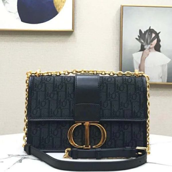 Dior Women 30 Montaigne Bag Black Dior Oblique Jacquard (5)