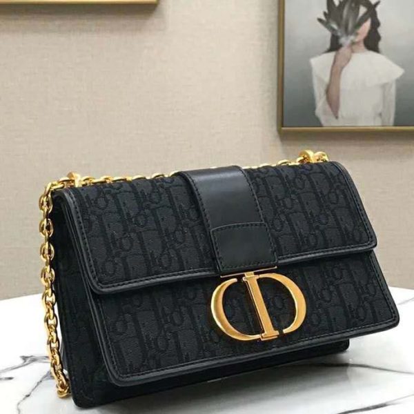 Dior Women 30 Montaigne Bag Black Dior Oblique Jacquard (6)