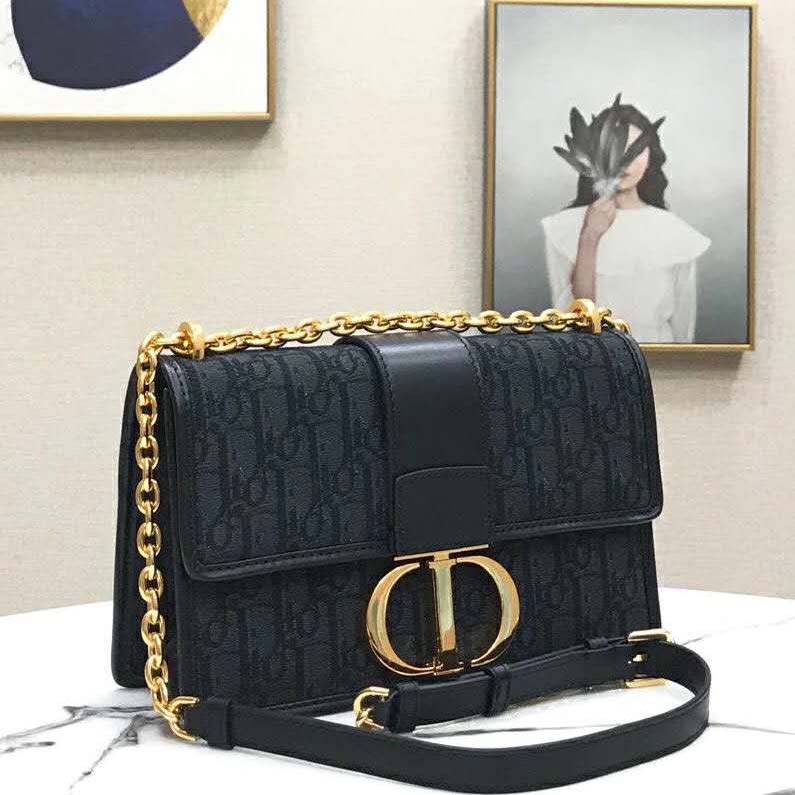 Dior 30 Montaigne Bag Black Oblique Jacquard 3D model