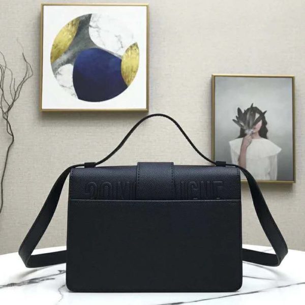 Dior Women 30 Montaigne Bag Black Grained Calfskin CD Clasp (4)