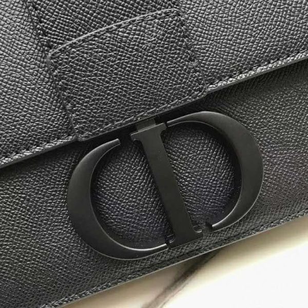 Dior Women 30 Montaigne Bag Black Grained Calfskin CD Clasp (9)