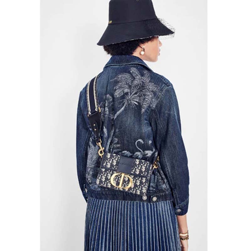 Dior - 30 Montaigne Mini Shoulder Bag Blue Dior Oblique Jacquard - Women