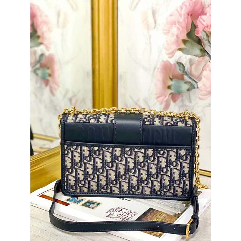 Dior - Small 30 Montaigne Bag Blue Dior Oblique Jacquard - Women