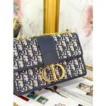 Dior Women 30 Montaigne Chain Bag Blue Dior Oblique Jacquard - Imagen 7