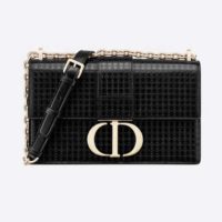 Dior Women 30 Montaigne Chain Bag Microcannage Calfskin Flap Closure-Silver