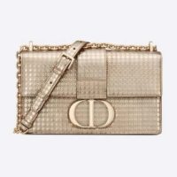 Dior Women 30 Montaigne Chain Bag Microcannage Calfskin Flap Closure-Silver