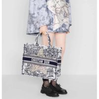 Dior Women Book Tote Blue Multicolor Dior Around the World Embroidery