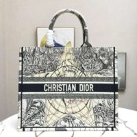 Dior Women Book Tote Blue Multicolor Dior Around the World Embroidery