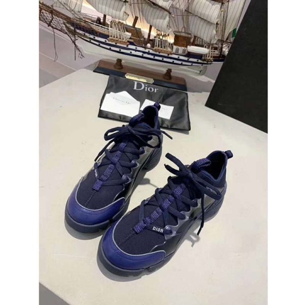 Dior Women D-Connect Sneaker Indigo Blue Technical Fabric Neoprene (9)