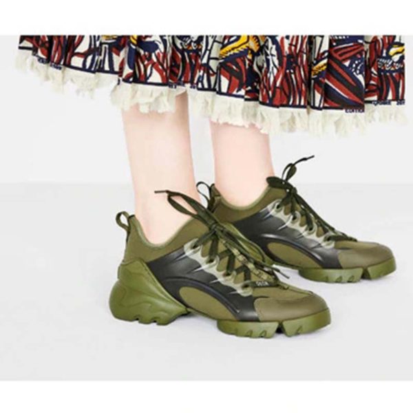 Dior Women D-Connect Sneaker Khaki Technical Fabric Neoprene-Dark Green (10)