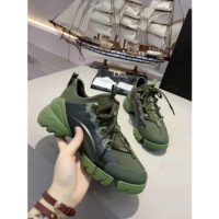 Dior Women D-Connect Sneaker Khaki Technical Fabric Neoprene-Dark Green