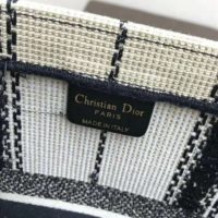 Dior Women Dior Book Tote Black and Beige Bayadère Embroidery