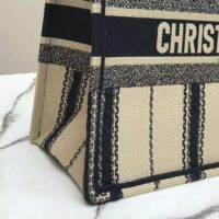 Dior Women Dior Book Tote Black and Beige Bayadère Embroidery