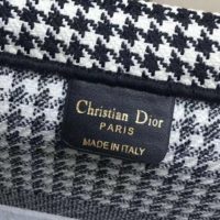 Dior Women Dior Book Tote Black and White Houndstooth Embroidery