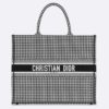 Dior Women Dior Book Tote Black and White Houndstooth Embroidery