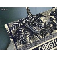 Dior Women Dior Book Tote Blue Palm Tree Toile De Jouy Embroidery