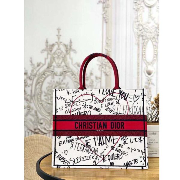 Dior Women Dior Book Tote Dioramour Graffiti Latte Multicolor Embroidery (3)