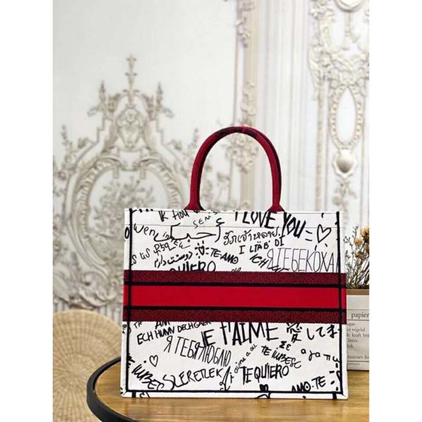 Dior Women Dior Book Tote Dioramour Graffiti Latte Multicolor Embroidery (4)