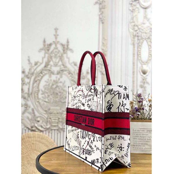 Dior Women Dior Book Tote Dioramour Graffiti Latte Multicolor Embroidery (5)