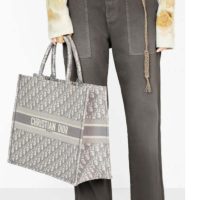 Dior Women Dior Book Tote Gray Dior Oblique Embroidery Signature