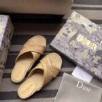 Dior Women Dior Granville Slide Cream Embroidered Cotton-Sandy - Image 3