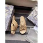 Dior Women Dior Granville Slide Cream Embroidered Cotton-Sandy - Image 7