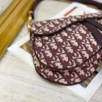 Dior Women Iconic Saddle Bag Burgundy Dior Oblique Embroidered Canvas - Bild 7