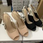 Dior Women J'Adior Heeled Sandal Nude Technical Fabric Embroidered Cotton Flat Bow - Image 7