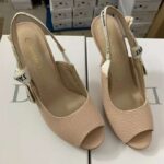 Dior Women J'Adior Heeled Sandal Nude Technical Fabric Embroidered Cotton Flat Bow - Image 6