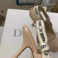 Dior Women J’Adior Heeled Sandal Nude Technical Fabric Embroidered Cotton Flat Bow