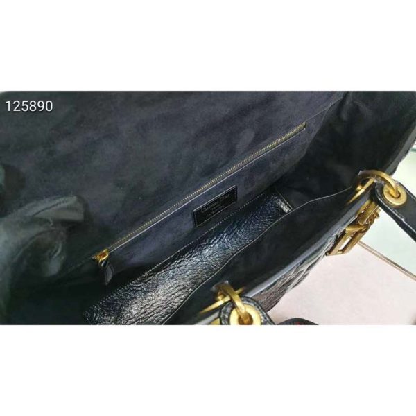 Dior Women Large Lady Dior Bag Black Cannage Patent Calfskin (10)