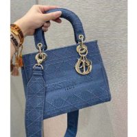 Dior Women Medium Lady D-Lite Bag Cannage Embroidery-Navy
