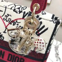 Dior Women Medium Lady D-Lite Dioramour Bag Latte Multicolor Graffiti Embroidery