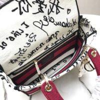 Dior Women Medium Lady D-Lite Dioramour Bag Latte Multicolor Graffiti Embroidery