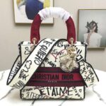 Dior Women Medium Lady D-Lite Dioramour Bag Latte Multicolor Graffiti Embroidery - Image 2