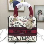 Dior Women Medium Lady D-Lite Dioramour Bag Latte Multicolor Graffiti Embroidery - Image 4